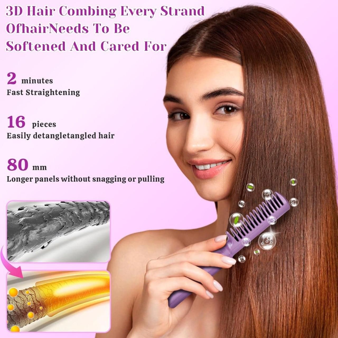 ADJUSTABLE HAIR STRAIGHTENER HOT COMB USB RECHARGEABLE TYPE C