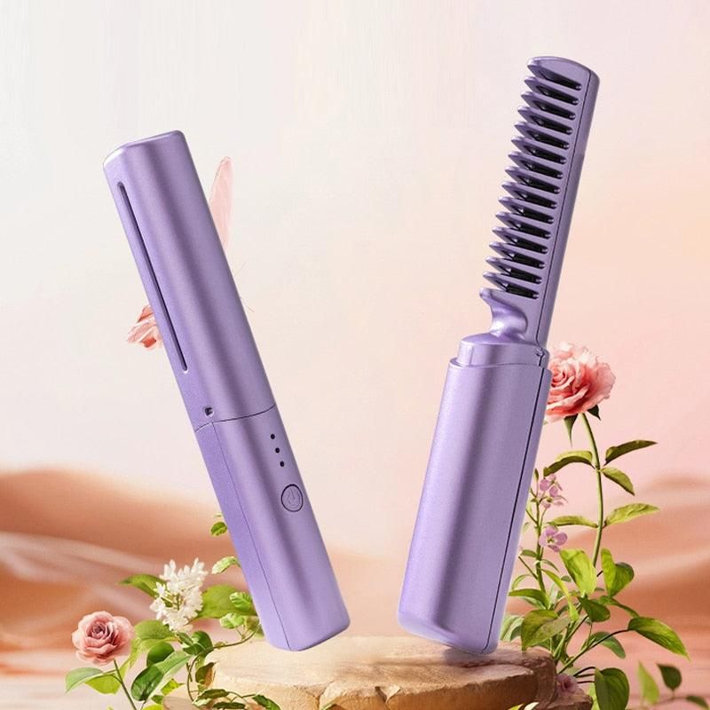 ADJUSTABLE HAIR STRAIGHTENER HOT COMB USB RECHARGEABLE TYPE C